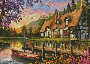 Borduurblad productfoto Patroon Artecy 'Cottage Evening Sunset'