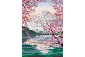 Borduurblad productfoto Borduurpakket Oven ‘Fujiyama and Lake Kawaguchi’