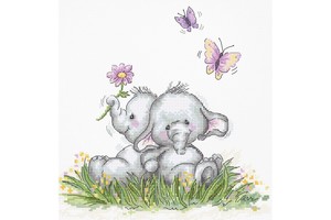 Borduurblad productfoto Borduurpakket Luca-S ‘Elephant Couple’