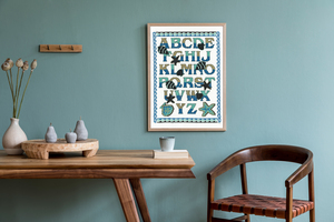 Borduurblad productfoto Patroon Letterlap met schelpen en zeesterren