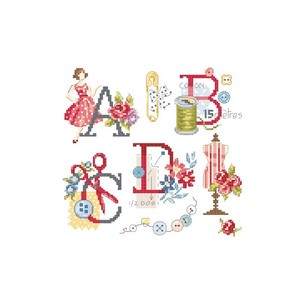 Borduurblad productfoto Patroon Les Brodeuses Parisiennes 'The Great ABC Audrey' 2