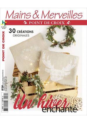 Borduurblad productfoto Magazine 'Mains et Merveilles Point de Croix N°134 - Un Hiver Enchante'