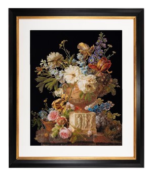 Borduurblad productfoto Borduurpakket Thea Gouverneur 'Flower Still-life with an Albaster Vase, 1783'