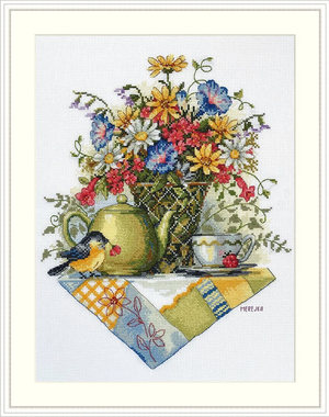 Borduurblad productfoto Borduurpakket Merejka ‘Wildflower Tea’
