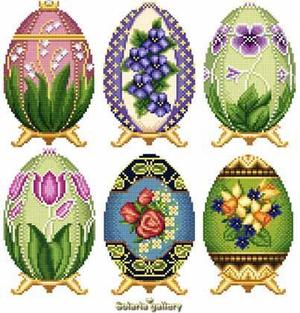 Borduurblad productfoto Patroon Solaria Gallery 'Easter Eggs in Faberge Style - Collection 2'