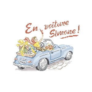 Borduurblad productfoto Patroon Les Brodeuses Parisiennes 'En voiture Simone'
