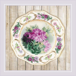 Borduurblad productfoto Borduurpakket Riolis Plate ‘Chrysanthemums’