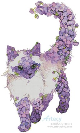 Borduurblad productfoto Patroon Artecy ‘Lilac Cat’