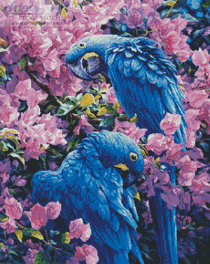 Borduurblad productfoto Patroon Artecy 'Hyacinth Macaws’