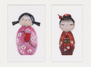 Borduurblad productfoto Borduurpakket Thea Gouverneur ‘Kokeshi Dolls’