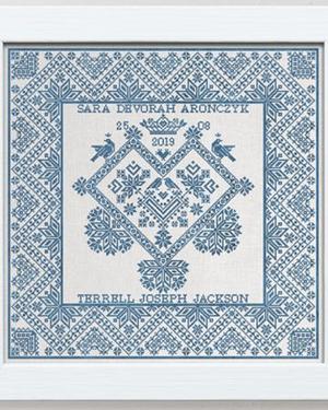 Borduurblad productfoto Patroon Modern Folk Embroidery 'A Wedding Sampler'
