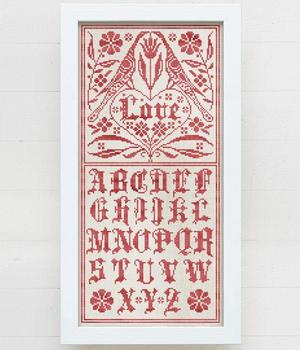 Borduurblad productfoto Patroon Modern Folk Embroidery 'A Fraktur Love Sampler'