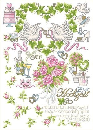 Borduurblad productfoto Lindner Kreuzstiche Leaflet 'Hochzeit 018' 2