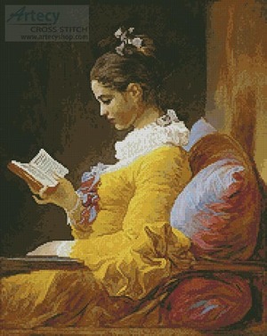 Borduurblad productfoto Patroon Artecy 'Young Girl Reading’