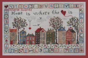 Borduurblad productfoto Patroon Marie Suarez 'Home Is Where The Heart Is'