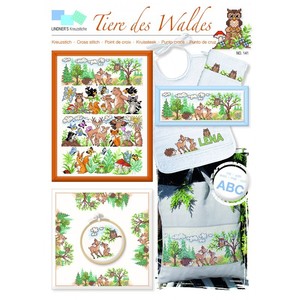 Borduurblad productfoto Lindner Kreuzstiche Leaflet 'Tiere Des Waldes - 141'