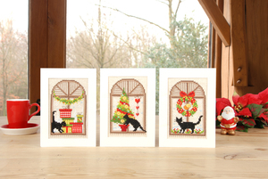Borduurblad productfoto Borduurpakket Vervaco Set Wenskaarten ‘Kerstsfeer’ 2