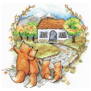Borduurblad productfoto Borduurpakket Andriana ‘Housewarming Foxes’