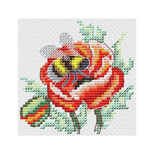 Borduurblad productfoto Borduurpakket MP Studia ‘Poppy and bumblebee’