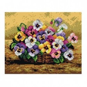 Borduurblad productfoto Voorbedrukt canvas ‘Mand met viooltjes’
