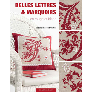 Borduurblad productfoto Boek Belles lettres & marquoirs en rouge et blanc - Isabelle Haccourt Vautier