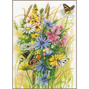 Borduurblad productfoto Borduurpakket Lanarte ‘Wilde bloemen en vlinders’ Marjolein Bastin