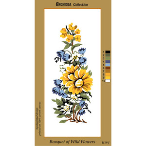 Borduurblad productfoto Voorbedrukt canvas Orchidea ‘Bouquet of Wild Flowers’ Yellow