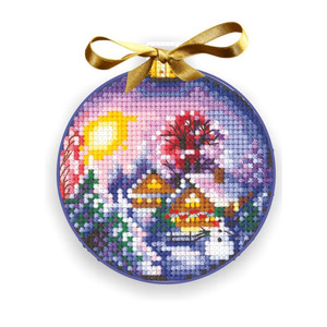 Borduurblad productfoto Borduurpakket Andriana ‘Christmas Balls Winter Landscape’