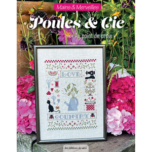 Borduurblad productfoto Boek Mains& Merveilles, Poules & Cie. Au point de croix.