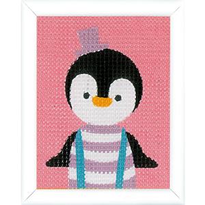 Borduurblad productfoto Borduurpakket Vervaco voorbedrukt canvas ‘pinguin’