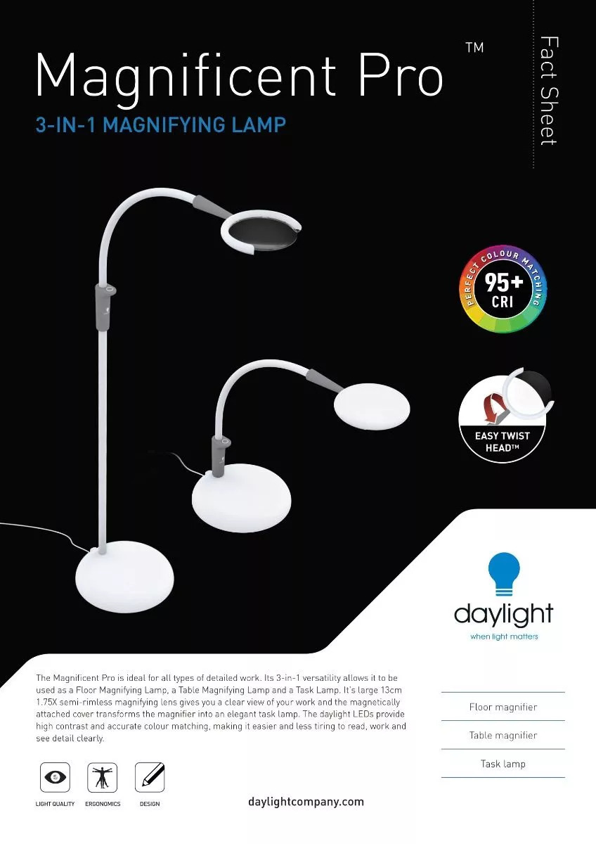 Daylight Magnificent Pro 3-in-1 Magnifying Lamp