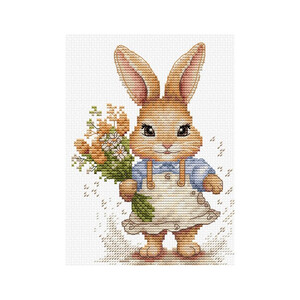 Borduurblad productfoto Borduurpakket Luca-S ‘The Happy Bunny’