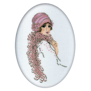 Borduurblad productfoto Borduurpakket RTO ‘Dame in het roze’