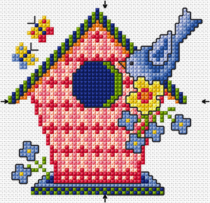 Borduurblad productfoto Patroon Vogelhuisje - Loes de Kleuver
