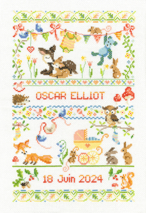 Borduurblad productfoto Patroon Geboorte Sampler Baby - Maria Diaz 2