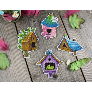 Borduurblad productfoto Borduurpakket MP Studia Magneetset ‘Vogelhuisjes’ 2