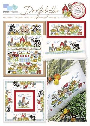 Borduurblad productfoto LINDNER'S KREUZSTICHE LEAFLET ' DORFIDYLLE 155'