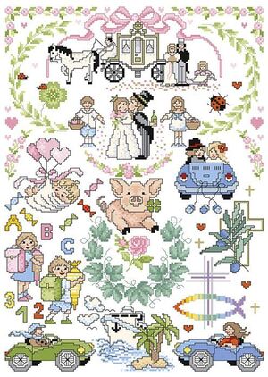 Borduurblad productfoto LINDNER'S KREUZSTICHE LEAFLET ' MIT LIEBE 156' 2