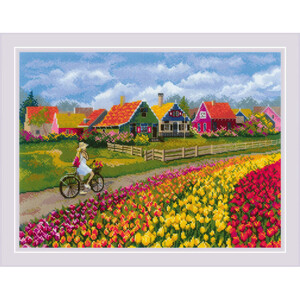 Borduurblad productfoto Borduurpakket Riolis ‘Tulip Field’