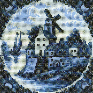 Borduurblad productfoto Borduurpakket RTO ‘Antique Dutch Tiles’ - Huisjes