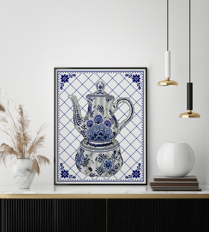 Borduurblad productfoto Patroon Delfts blauw serviesgoed - Loes de Kleuver 2