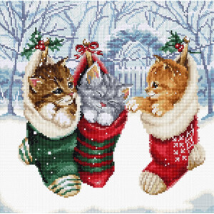 Borduurblad productfoto Borduurpakket Leti Stitch ‘Snowy Kitties’