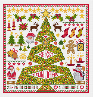Borduurblad productfoto Patroon Kerst Sampler - Loes de Kleuver