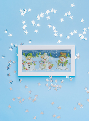 Borduurblad productfoto Patroon Snowmen - Maria Diaz
