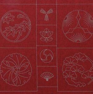 Borduurblad productfoto Japans borduurpaneel Tsumugi – Rood 2