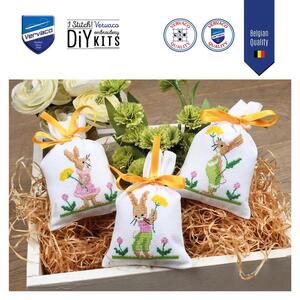 Borduurblad productfoto Borduurpakket Vervaco Zakjes set van 3 ‘Paaskonijnen’ 2