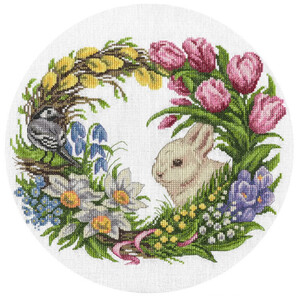 Borduurblad productfoto Borduurpakket Panna ‘Spring Wreath’