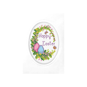Borduurblad productfoto Borduurpakket Orchidea Kaart ‘Happy Easter’