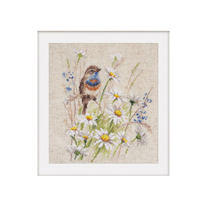 Borduurblad productfoto Borduurpakket Alisa ‘The Bluethroat’