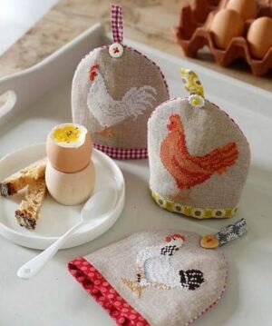 Borduurblad productfoto Boek Poules, Coqs et Poussins au Point de Croix - Perrette Samouïloff 2